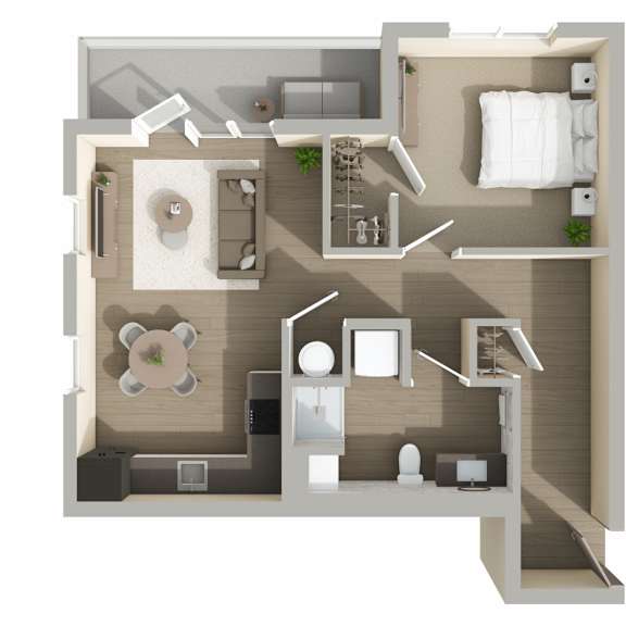 Thumbnail 1 of 2 A3 Floor Plan at Harbor Side at Conwood Flats Apartments in Uptown Memphis, TN