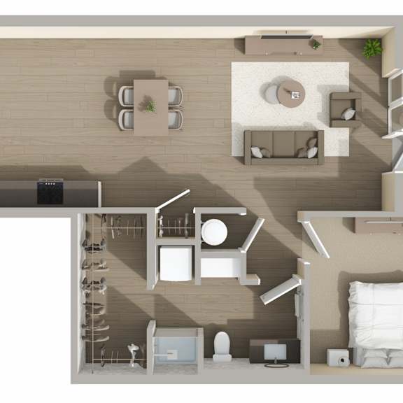 Thumbnail 1 of 2 A4 Floor Plan at Harbor Side at Conwood Flats Apartments in Uptown Memphis, TN