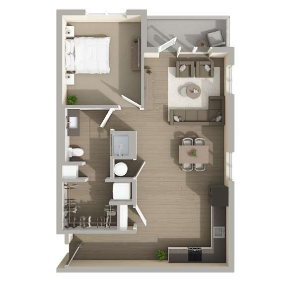 Thumbnail 1 of 2 A9 Floor Plan at Harbor Side at Conwood Flats Apartments in Uptown Memphis, TN