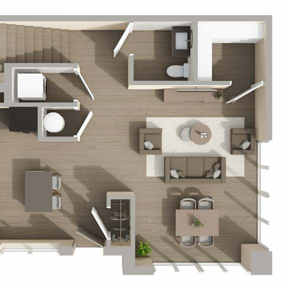 Thumbnail 1 of 4 B1 Floor Plan at Harbor Side at Conwood Flats Apartments in Uptown Memphis, TN