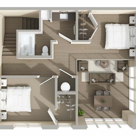 Thumbnail 2 of 4 B1 Floor Plan at Harbor Side at Conwood Flats Apartments in Uptown Memphis, TN