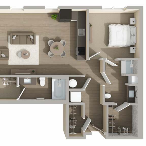 Thumbnail 1 of 2 B1 Floor Plan at Harbor Side at Conwood Flats Apartments in Uptown Memphis, TN