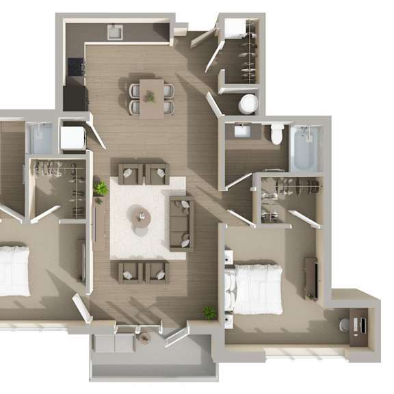 Thumbnail 1 of 2 B2 Floor Plan at Harbor Side at Conwood Flats Apartments in Uptown Memphis, TN