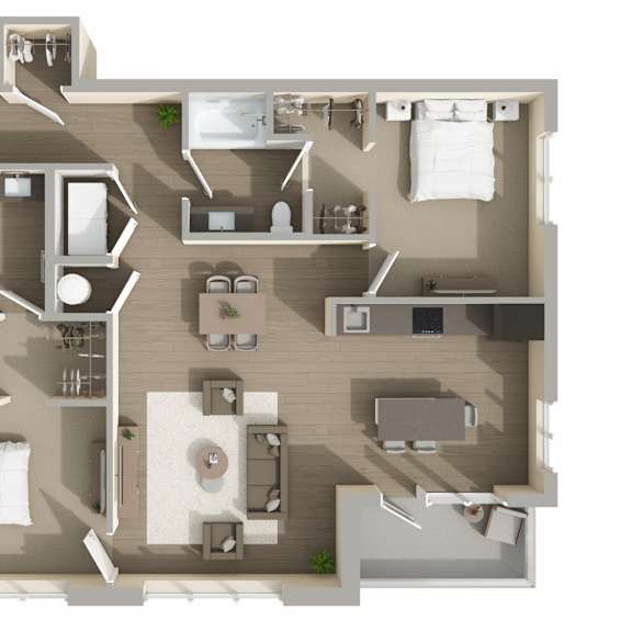 Thumbnail 1 of 2 B3 Floor Plan at Harbor Side at Conwood Flats Apartments in Uptown Memphis, TN
