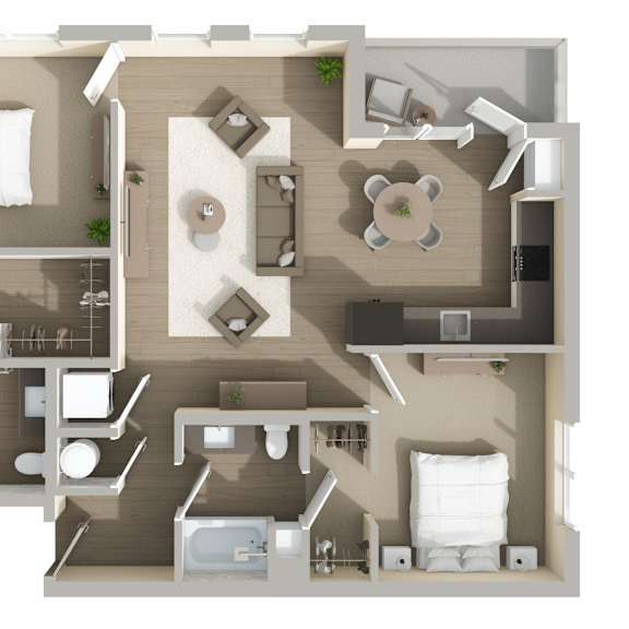 Thumbnail 1 of 2 B4 Floor Plan at Harbor Side at Conwood Flats Apartments in Uptown Memphis, TN