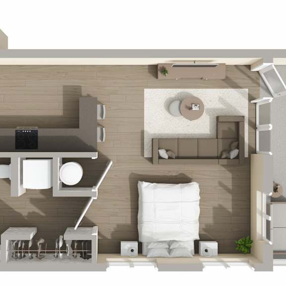 Thumbnail 1 of 2 S4 Floor Plan at Harbor Side at Conwood Flats Apartments in Uptown Memphis, TN