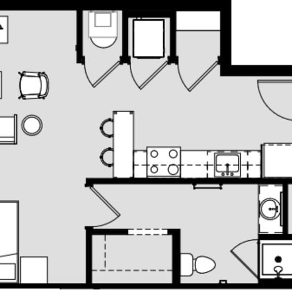 Thumbnail 2 of 2 Studio 1 bath A at Harbor Side at Conwood Flats Apartments, Memphis, TN, 38107