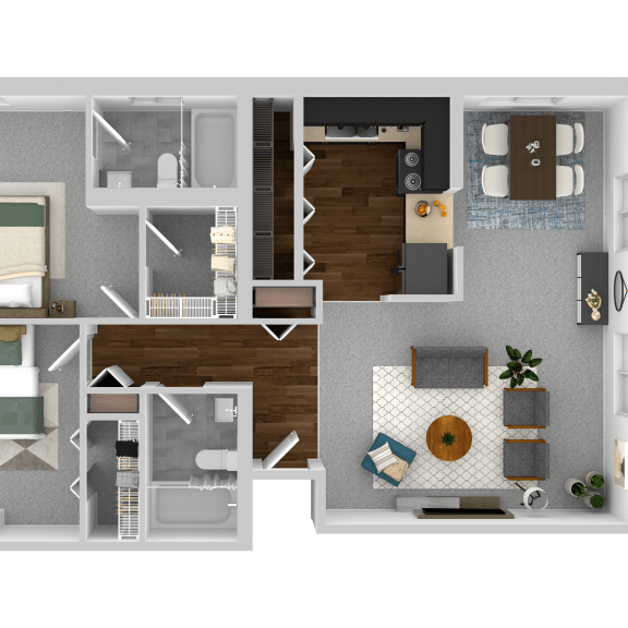Thumbnail 1 of 2 a 2 bedroom floor plan with a bathroom and a bedroom