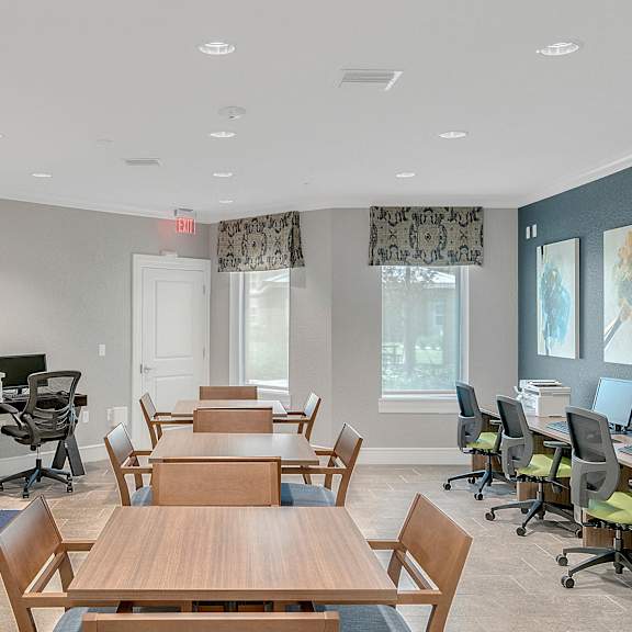 business center with comfortable chairs