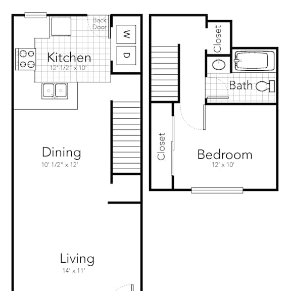 Thumbnail 2 of 2 a floor plan of a small house with a bedroom and a living room