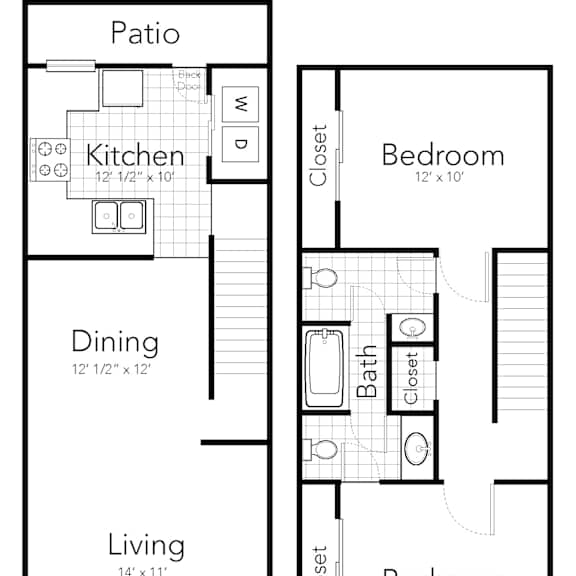 Thumbnail 2 of 2 a floor plan of a small house with a bedroom and a living room