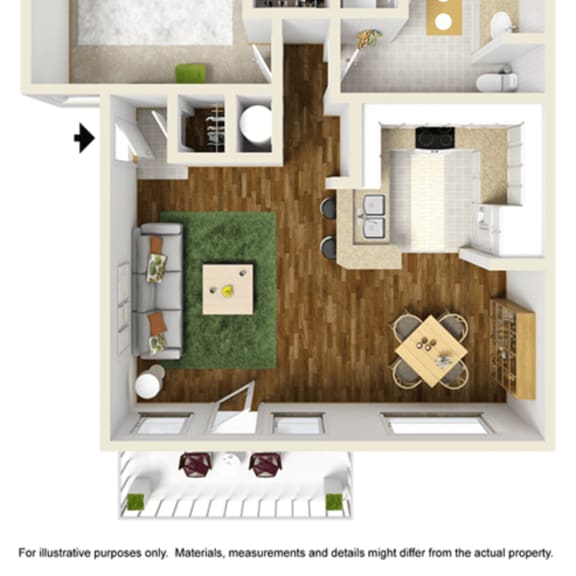 Thumbnail 1 of 2 1bedroom, 1bathroom floorplan image