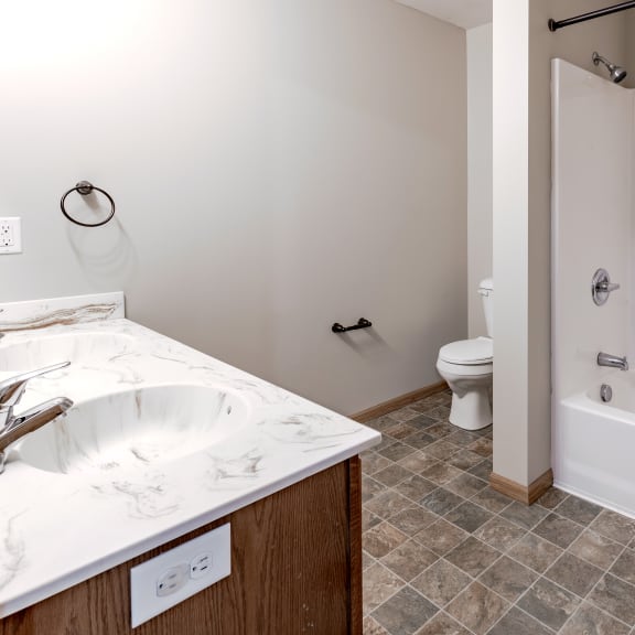 a bathroom with a tub and a sink and a toilet