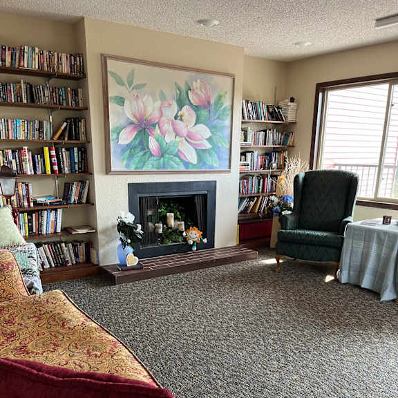 a living room with a couch and a television.