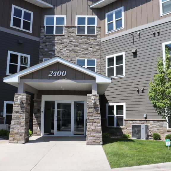 the front of a building with the number 2400 on it