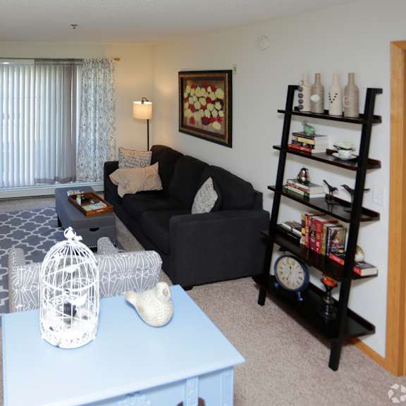 a living room with a couch and a coffee table