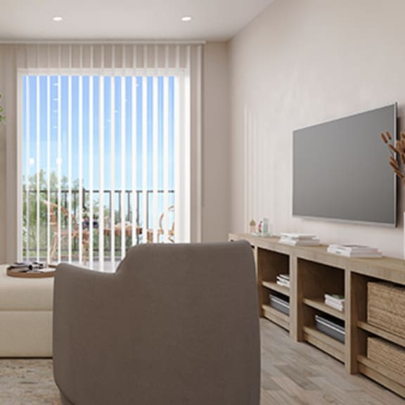 a living room with a couch and a tv