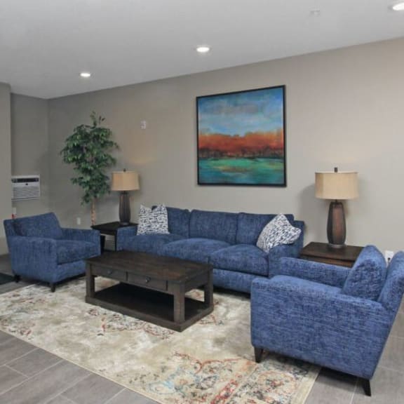 a living room with a couch and a coffee table