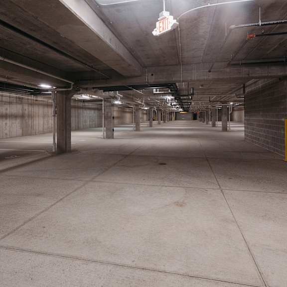 the inside of an empty underground parking garage