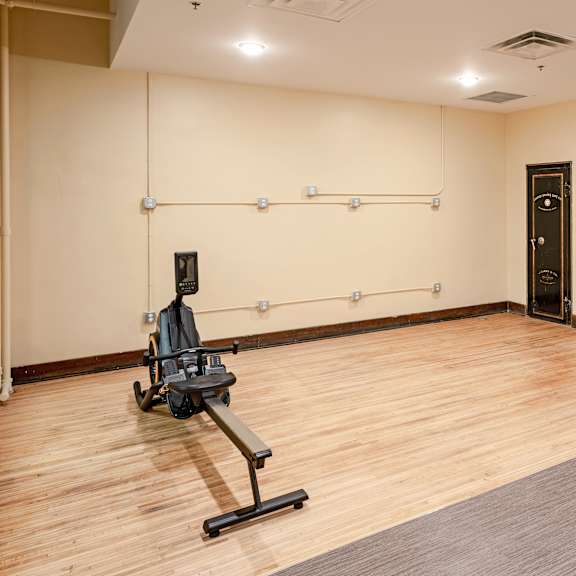 the multipurpose room is ideal for a gym or dance studio