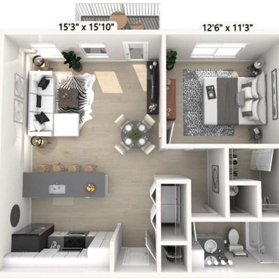 Thumbnail 1 of 11 a 1 bedroom floor plan  lofts on the park