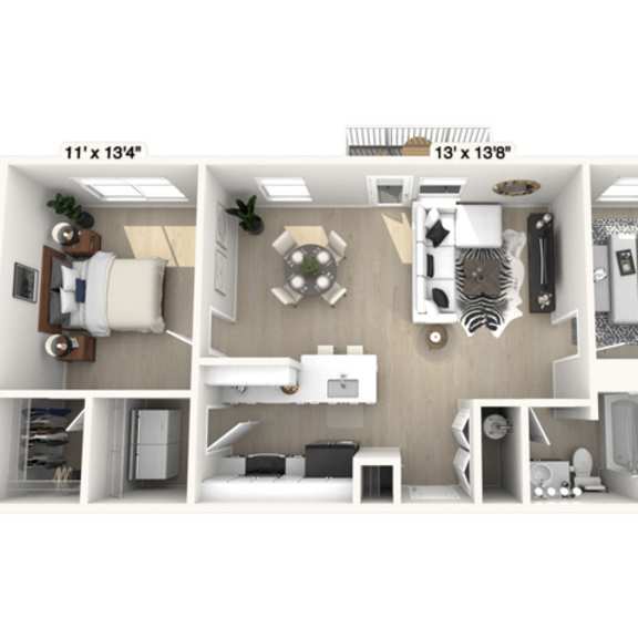 Thumbnail 8 of 11 a 3d floor plan of a house with a bedroom