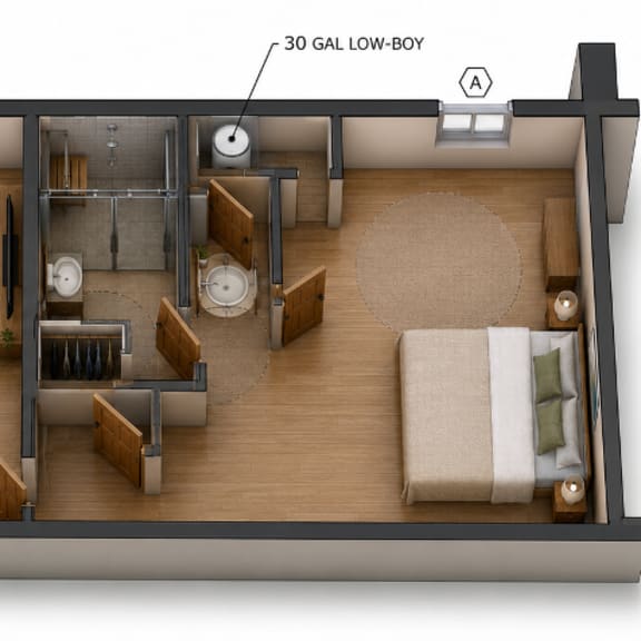 Thumbnail 1 of 5 3D floor plan of 472 square foot one bedroom apartment at Southside Apartments, Jacksonville, FL 32216