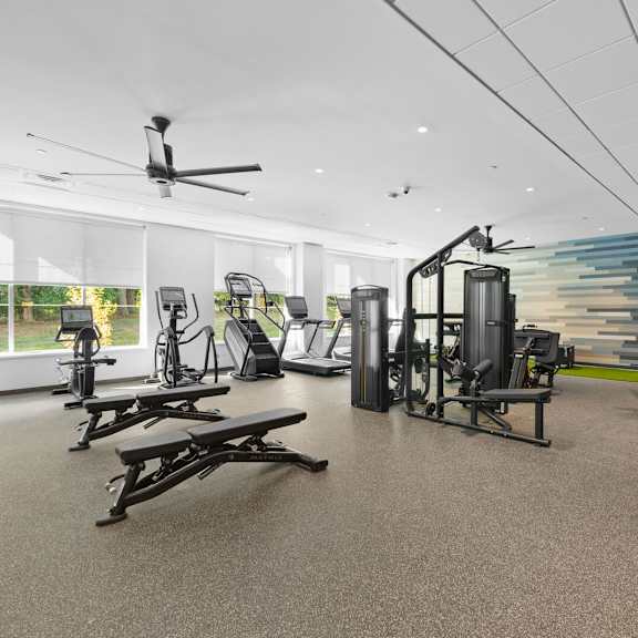 the fitness center at hamilton at eagleview is equipped with state-of-the-art equipment in exton, pa