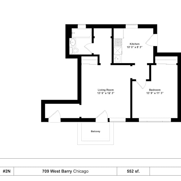 a drawing of a house layout with a living room, kitchen, and two bedrooms.