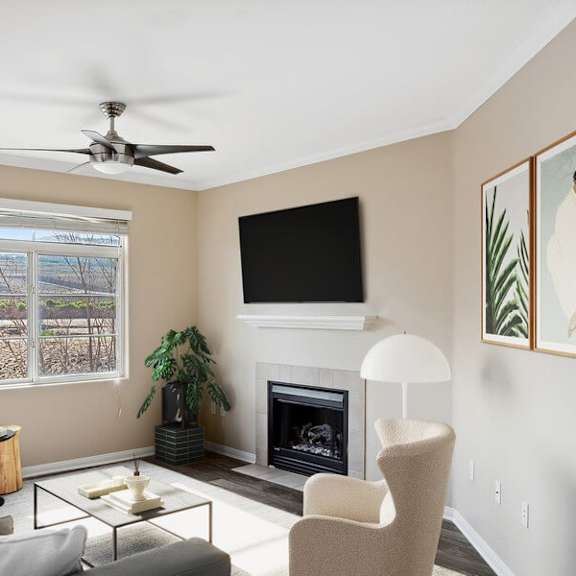 model living room at reserve at rancho apartments