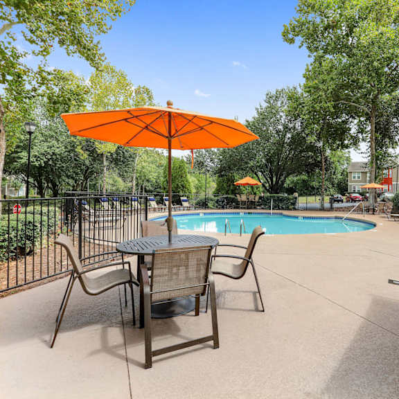 poolside cabanas and lounge chairs