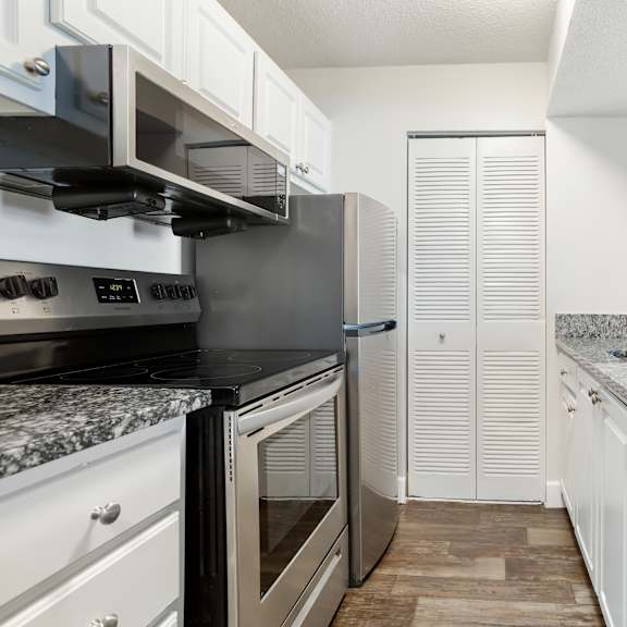 model kitchen at seven lakes at carrollwood in tampa, florida.