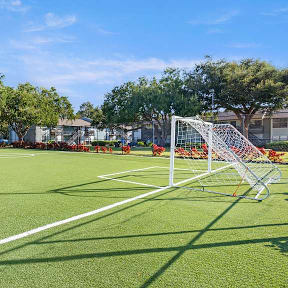 community soccer field at seven lakes at carrollwood in tampa, florida.