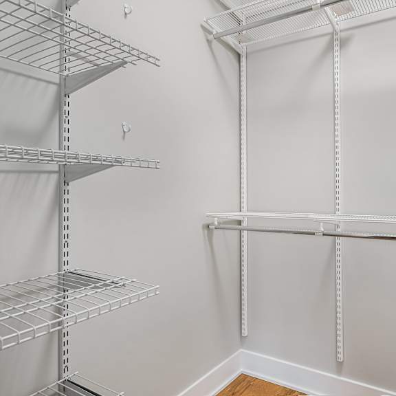 empty shelving unit in a room.