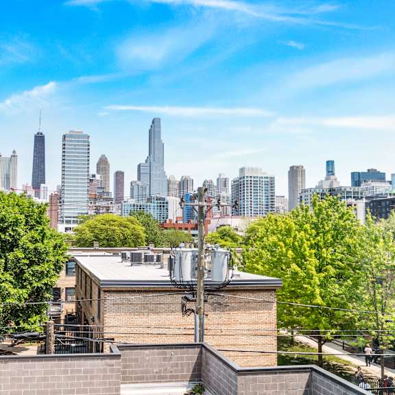 an areal view of the chicago skyline 