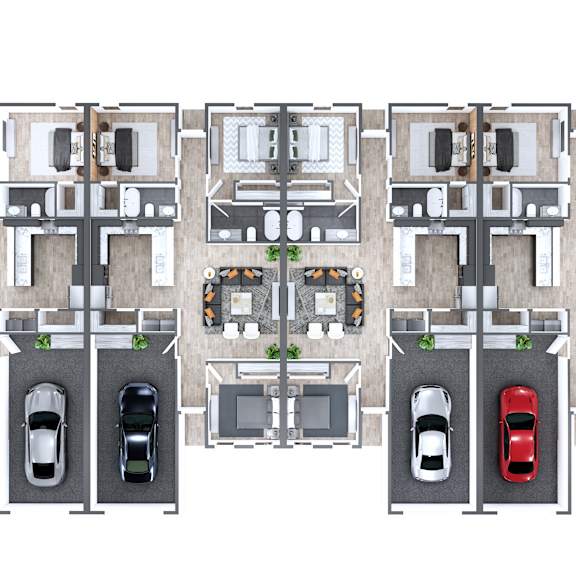 site plan of a parking garage with cars on the road