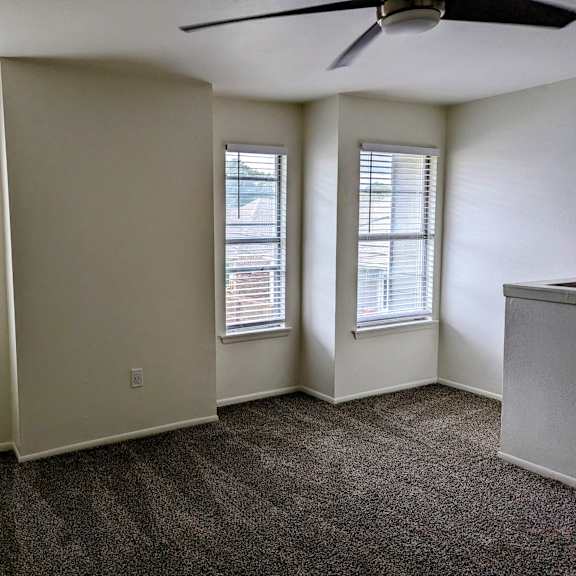 empty living room at shenandoah bend apartments, louisiana