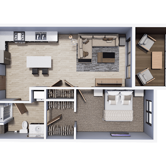 Thumbnail 1 of 2 Unit Type 3 Plan- 1 Bedroom Type B