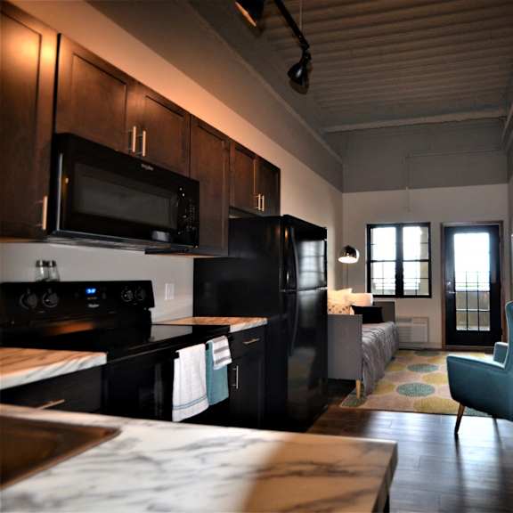 hub | studio | efficiency | kitchen | dining area | three sixty real estate