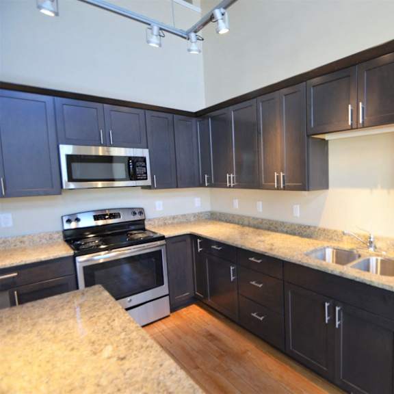 apartment 301 | 1 br | kitchen | stainless steel appliances | loft | three sixty real estate