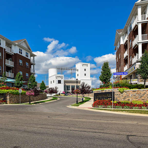 exterior of landmark lofts apartments in hilliard ohio