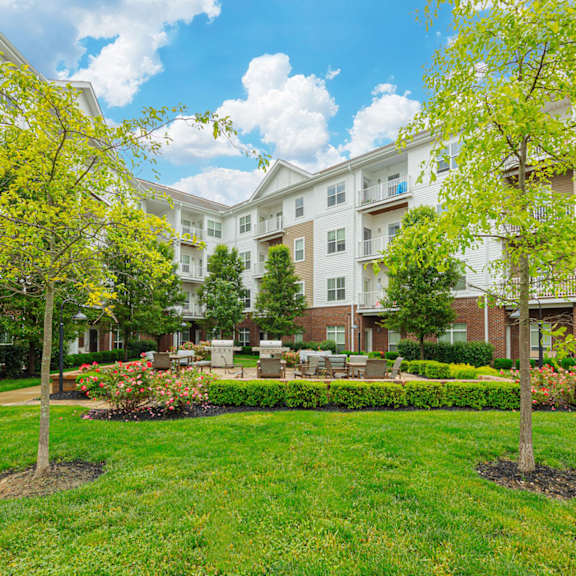 the preserve at city center courtyard with grass and trees