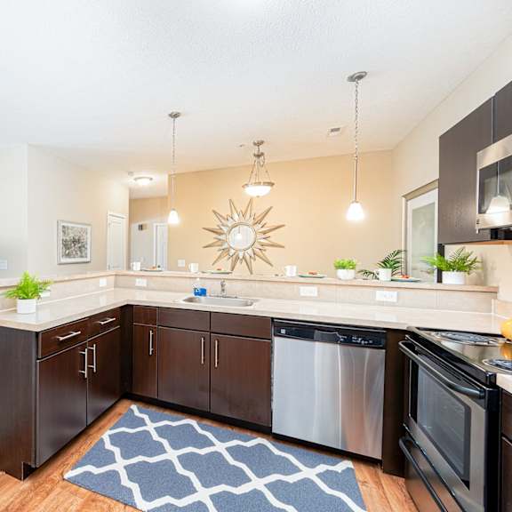 the preserve at ballantyne commons apartment kitchen and living room