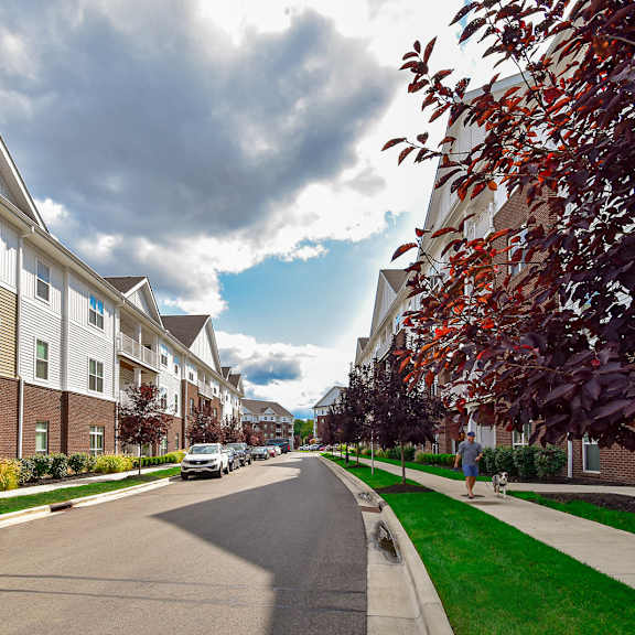 exterior of landmark lofts apartments in hilliard ohio