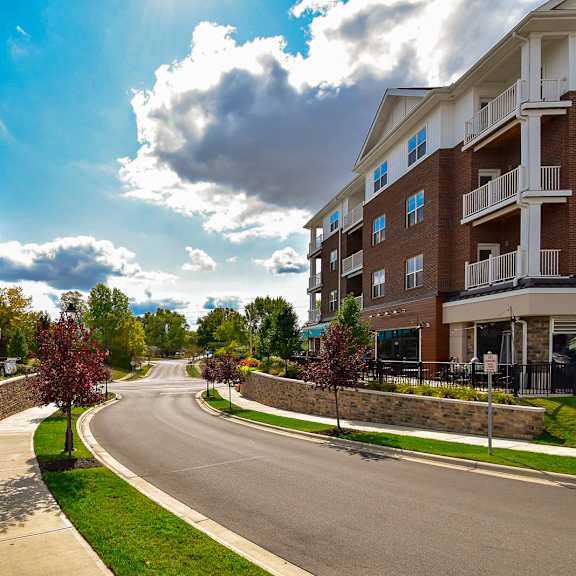 exterior of landmark lofts apartments in hilliard ohio
