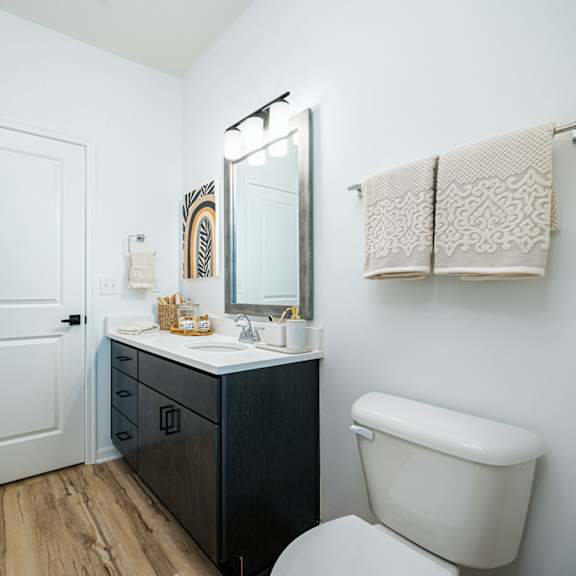 a bathroom with a toilet sink and a mirror