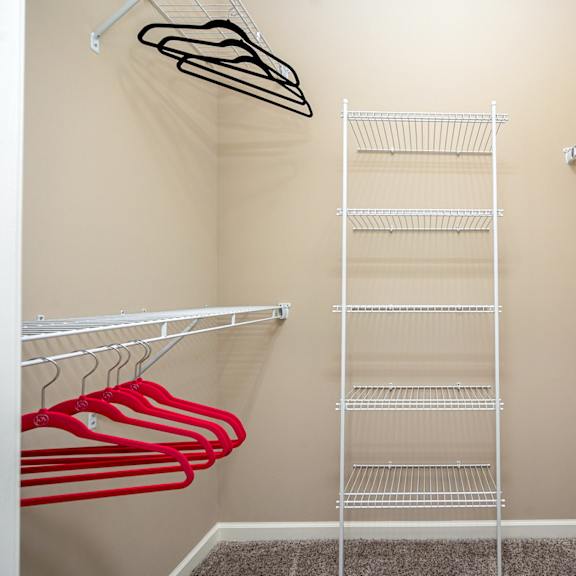 the walk in closet at the preserve apartments