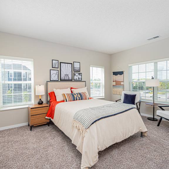 the preserve at ballantyne commons bedroom with large windows