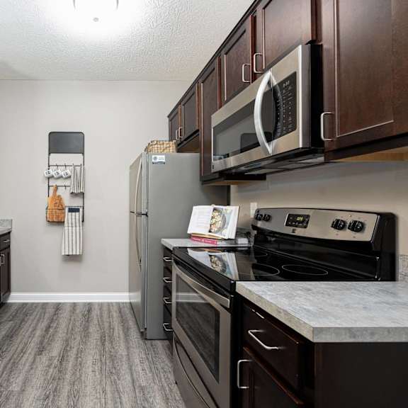 our apartments have a modern kitchen with stainless steel appliances