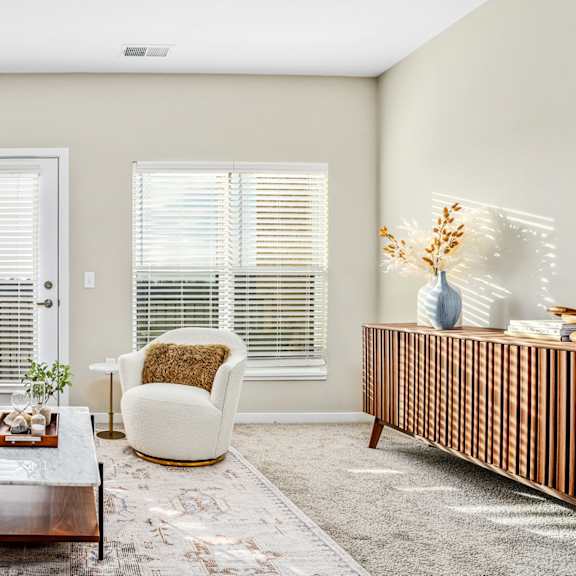 a living room with a couch and a coffee table